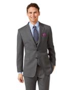  Grey Slim Fit Birdseye Travel Suit Wool Jacket Size 44 By Charles Tyrwhitt