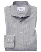 Charles Tyrwhitt Extra Slim Fit Spread Collar Non-iron Fine Stripe Charcoal Cotton Dress Casual Shirt Single Cuff Size 14.5/32 By Charles Tyrwhitt