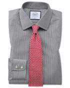  Slim Fit Non-iron Black Bengal Stripe Cotton Dress Shirt French Cuff Size 14.5/33 By Charles Tyrwhitt