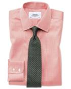Charles Tyrwhitt Classic Fit Non-iron Puppytooth Coral Cotton Dress Casual Shirt French Cuff Size 15.5/33 By Charles Tyrwhitt