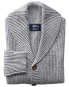 Charles Tyrwhitt Light Grey Rib Shawl Collar Wool Cardigan Size Medium By Charles Tyrwhitt