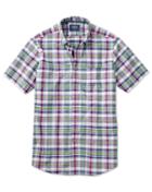 Charles Tyrwhitt Charles Tyrwhitt Classic Fit Poplin Short Sleeve Pink And Green Check Cotton Dress Shirt Size Large