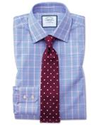  Extra Slim Fit Blue And Pink Prince Of Wales Check Cotton Dress Shirt French Cuff Size 14.5/32 By Charles Tyrwhitt