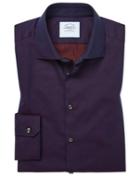  Super Slim Fit Micro Diamond Purple Cotton Dress Shirt Single Cuff Size 14.5/32 By Charles Tyrwhitt