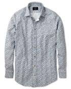 Charles Tyrwhitt Slim Fit Sky Blue Leaf Print Cotton/linen Casual Shirt Single Cuff Size Xs By Charles Tyrwhitt