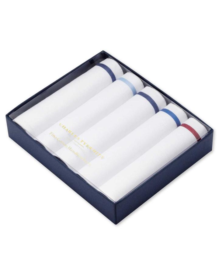 Charles Tyrwhitt Charles Tyrwhitt 5 White Cotton Handkerchiefs