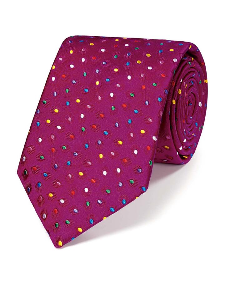 Charles Tyrwhitt Pink Silk Luxury Multi Spot Floral Tie By Charles Tyrwhitt