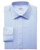 Charles Tyrwhitt Charles Tyrwhitt Slim Fit Twill Grid Check Sky Blue Cotton Dress Shirt Size 14.5/32