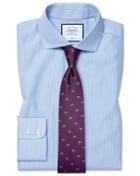  Extra Slim Fit Non-iron Cutaway Sky Blue Bengal Stripe Cotton Dress Shirt Single Cuff Size 14.5/32 By Charles Tyrwhitt