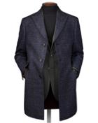  Navy Overcheckered Wool Epsom Wool Coat Size 36 By Charles Tyrwhitt