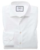  Extra Slim Fit Business Casual Non-iron Cotton Linen White Dress Shirt Single Cuff Size 14.5/32 By Charles Tyrwhitt