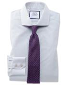  Slim Fit Non-iron Spread Collar Grey Puppytooth Cotton Dress Shirt Single Cuff Size 14.5/33 By Charles Tyrwhitt