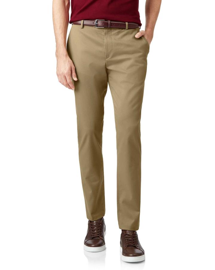  Tan Non-iron Ultimate Cotton Chino Pants Size W34 L30 By Charles Tyrwhitt