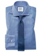 Charles Tyrwhitt Super Slim Fit Spread Collar Non-iron Puppytooth Royal Blue Cotton Dress Shirt French Cuff Size 14.5/33 By Charles Tyrwhitt