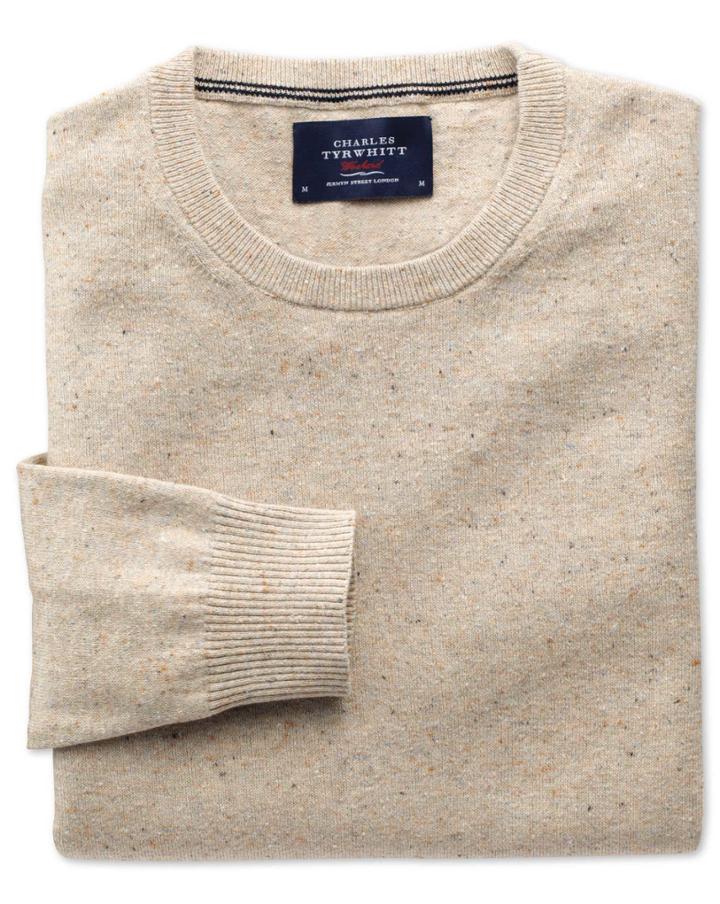 Charles Tyrwhitt Charles Tyrwhitt Stone Cotton Cashmere Crew Neck Cotton/cashmere Sweater Size Large