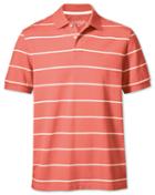Charles Tyrwhitt Charles Tyrwhitt Coral And White Stripe Pique Cotton Polo Size Large