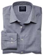  Slim Fit Blue And Grey Check Soft Textured Cotton Casual Shirt Single Cuff Size Large By Charles Tyrwhitt