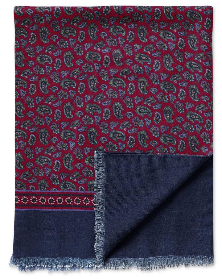 Charles Tyrwhitt Burgundy Printed Paisley Wool Scarf By Charles Tyrwhitt