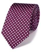 Charles Tyrwhitt Magenta And White Silk Classic Oxford Spot Tie By Charles Tyrwhitt