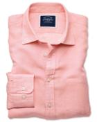  Classic Fit Pink Tencel&trade; With Linen Linen Tencel Casual Shirt Single Cuff Size Large By Charles Tyrwhitt