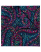  Navy Multi Paisley Print Luxury Italian Wool Pocket Square By Charles Tyrwhitt