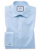  Classic Fit Sky Blue Non-iron Poplin Cotton Dress Shirt Single Cuff Size 15.5/33 By Charles Tyrwhitt
