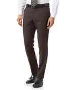 Brown Slim Fit Birdseye Travel Suit Wool Pants Size W30 L38 By Charles Tyrwhitt
