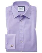 Charles Tyrwhitt Extra Slim Fit Fine Herringbone Lilac Cotton Dress Shirt Single Cuff Size 14.5/32 By Charles Tyrwhitt