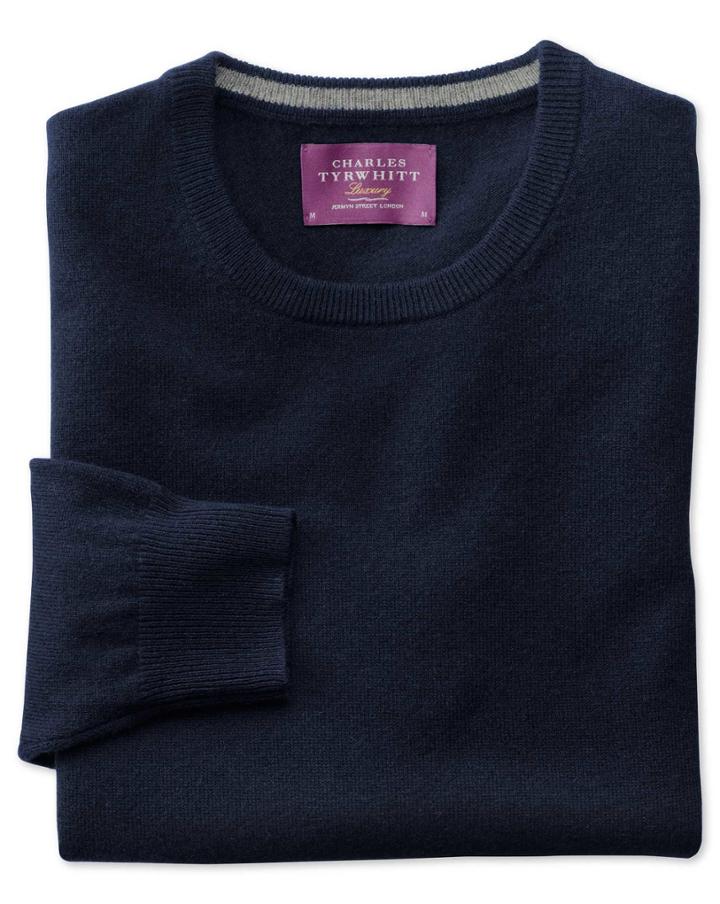 Charles Tyrwhitt Navy Cashmere Crew Neck Sweater Size Large By Charles Tyrwhitt