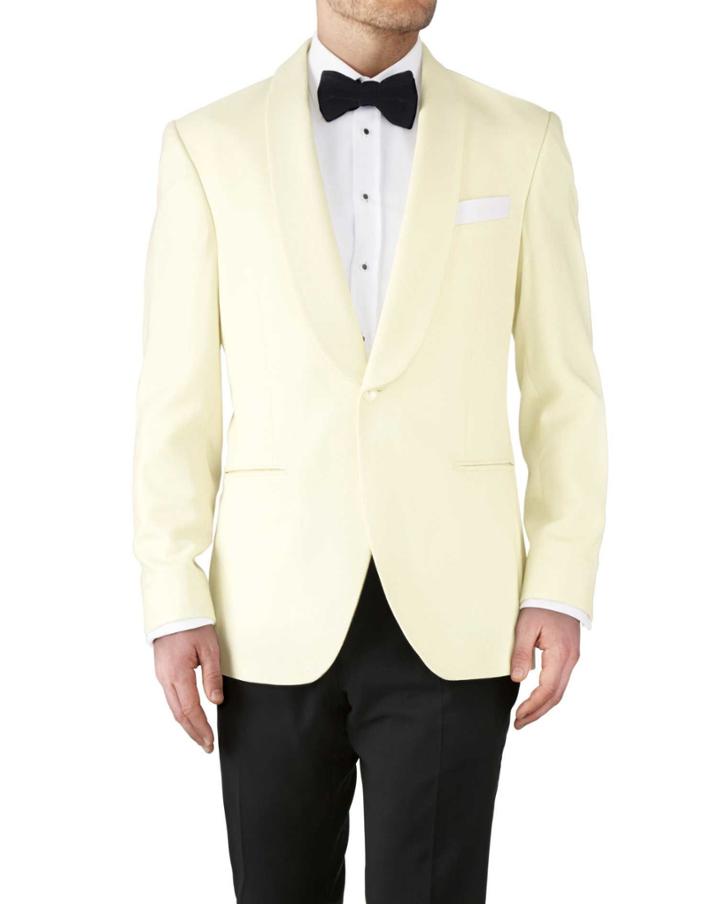 Charles Tyrwhitt Charles Tyrwhitt Cream Slim Fit Shawl Collar Tuxedo Super 110 Wool Jacket Size 38