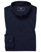  Plain Navy Long Sleeve Jersey Cotton Polo Size Xl By Charles Tyrwhitt