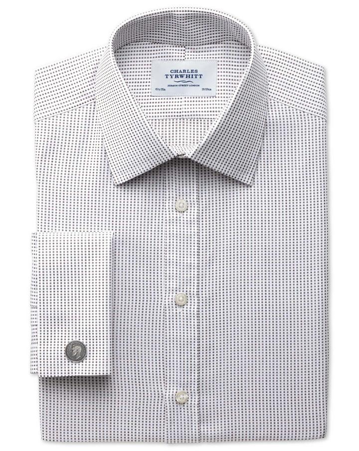 Charles Tyrwhitt Classic Fit Pima Cotton Double-faced Brown Dress Shirt Single Cuff Size 16/38 By Charles Tyrwhitt