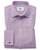 Charles Tyrwhitt Extra Slim Fit Two Color Check Red And Blue Cotton Dress Shirt French Cuff Size 14.5/33 By Charles Tyrwhitt