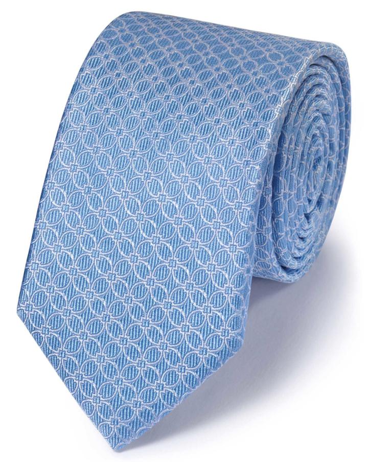 Charles Tyrwhitt Slim Sky Silk Classic Geometric Floral Tie By Charles Tyrwhitt