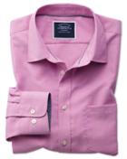 Charles Tyrwhitt Slim Fit Non-iron Oxford Dark Pink Plain Cotton Casual Shirt Single Cuff Size Large By Charles Tyrwhitt