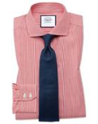 Charles Tyrwhitt Extra Slim Fit Spread Collar Non-iron Bengal Stripe Red Cotton Dress Shirt French Cuff Size 15.5/32 By Charles Tyrwhitt