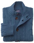 Charles Tyrwhitt Indigo Lambswool Cable Cardigan Size Medium By Charles Tyrwhitt