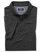  Black Square Jacquard Short Sleeve Cotton Polo Size Medium By Charles Tyrwhitt