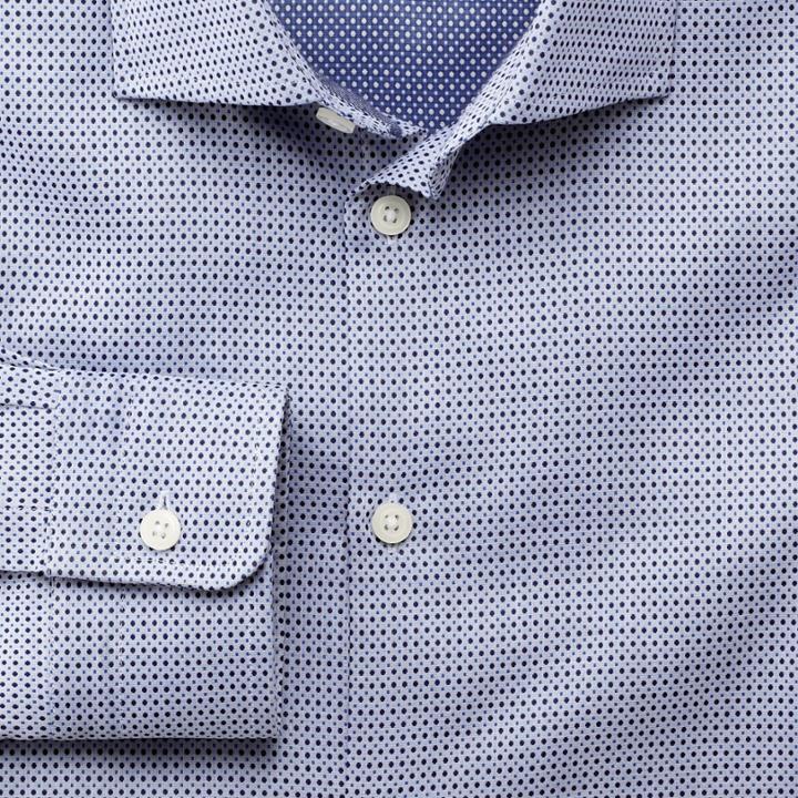 Charles Tyrwhitt Charles Tyrwhitt Extra Slim Fit Semi-spread Collar Business Casual Circles Double Face Blue Egyptian Cotton Dress Shirt Size 16/35