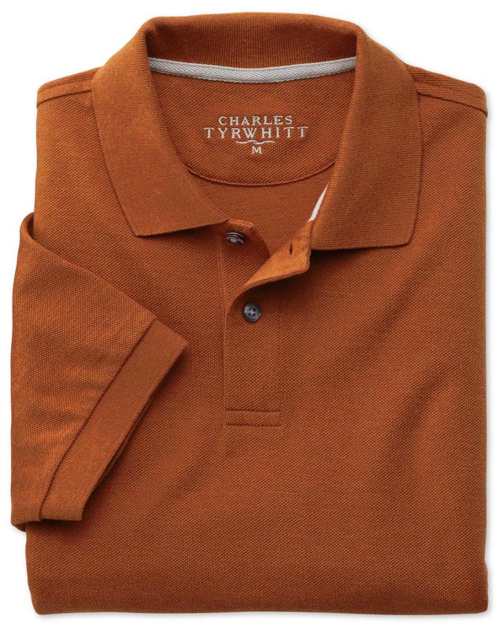 Charles Tyrwhitt Dark Orange Pique Cotton Polo Size Xl By Charles Tyrwhitt
