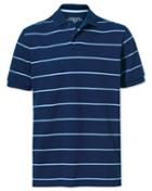  Blue And Sky Stripe Pique Cotton Polo Size Medium By Charles Tyrwhitt