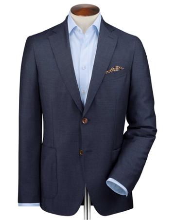  Slim Fit Navy Italian Wool Mohair Silk Luxury Wool Blazer Size 38 By Charles Tyrwhitt