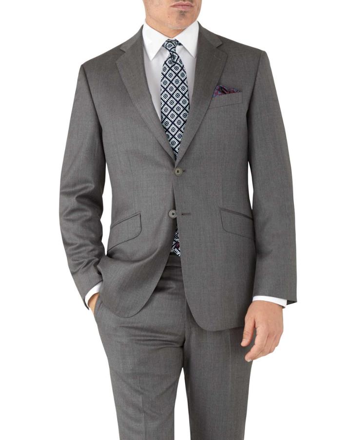 Charles Tyrwhitt Grey Slim Fit Italian Suit Wool Jacket Size 36 By Charles Tyrwhitt