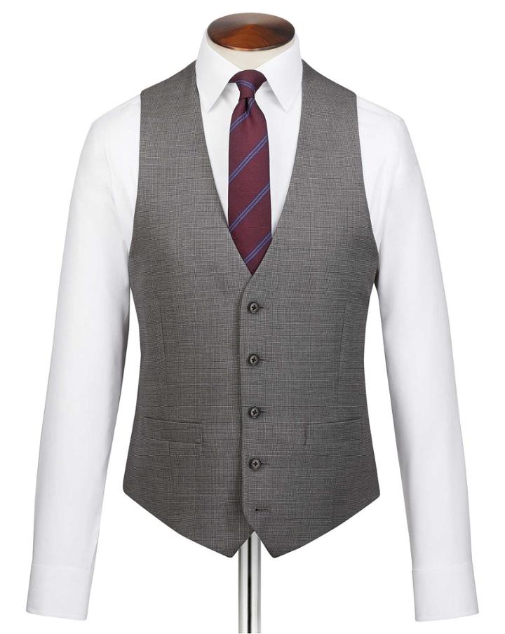  Grey Adjustable Fit Jaspe Business Suit Wool Vest Size W44 By Charles Tyrwhitt