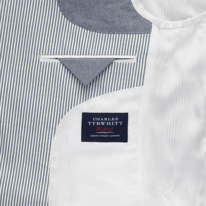 Charles Tyrwhitt Charles Tyrwhitt Blue And White Classic Fit Stripe Seersucker Jacket