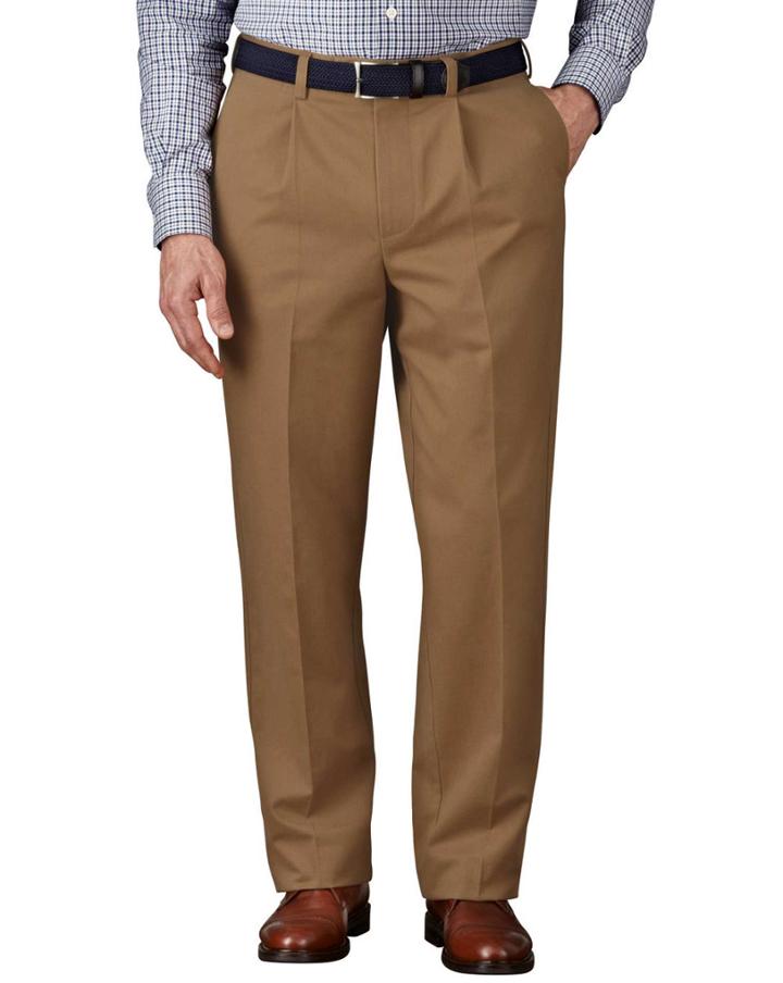 Charles Tyrwhitt Camel Classic Fit Single Pleat Non-iron Cotton Chino Pants Size W32 L30 By Charles Tyrwhitt
