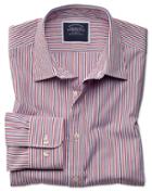  Classic Fit Blue And Red Stripe Soft Washed Cotton Casual Shirt Single Cuff Size Large By Charles Tyrwhitt