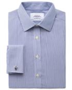 Charles Tyrwhitt Charles Tyrwhitt Classic Fit Non-iron Bengal Stripe Navy Cotton Dress Shirt Size 15/33