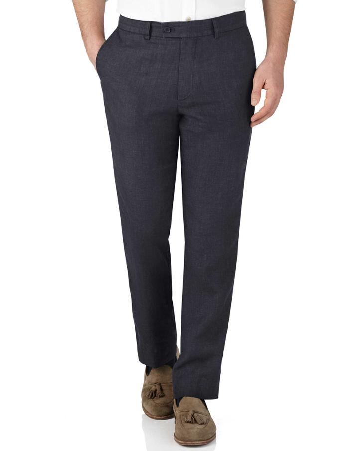 Charles Tyrwhitt Navy Slim Fit Linen Tailored Pants Size W30 L32 By Charles Tyrwhitt
