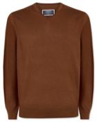  Brown Merino V Neck 100percent Merino Wool Sweater Size Large By Charles Tyrwhitt